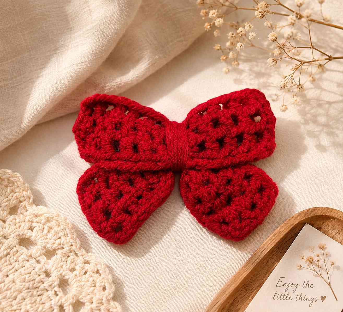 Bow hair tie - pink