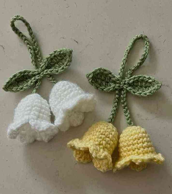 Lily or valley bag charm - white